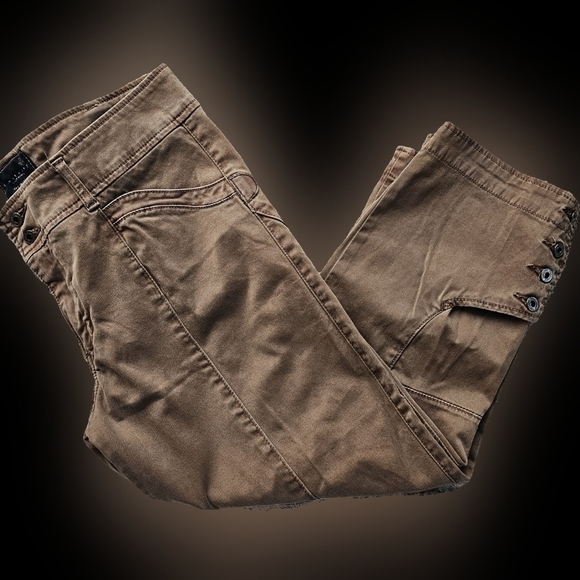 Santuary Brown Crop Pants Button Detail and Pocket Detail 31 - Picture 1 of 8